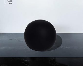 Jarrón de cerámica redondo negro moderno, arreglo floral para sala de estar, jarrón decorativo, maceta bohemia multiusos creativa