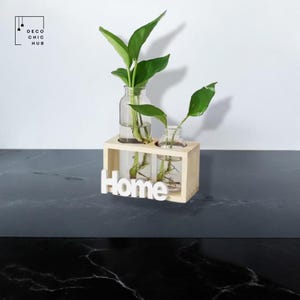 Moderne Holzvase, Hydrokultur-Vase, Wohnzimmer-Blumenarrangement, dekorative Knospe-Vase, kreativer Mehrzweck-Boho-Blumentopf