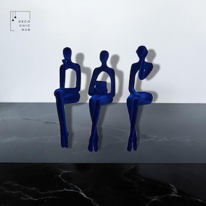 Abstract White Thinker Statue Set Of 3, Resin Figurine, Office Home Decoration, Home Decor, Modern Sculpture, Modern Art