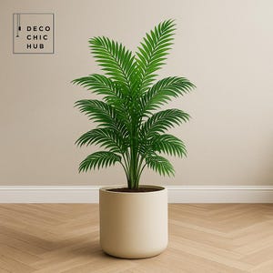 Realistic Artificial Plant, Faux Greenery for Home, Plants for Office Decor, Desk Plant, Green Plastic Palm, Fake Houseplant, Without Pot