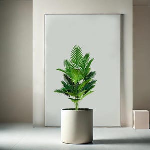 Realistic Artificial Plant, Faux Greenery for Home, Plants for Office Decor, Desk Plant, Green Plastic Palm, Fake Houseplant, Without Pot