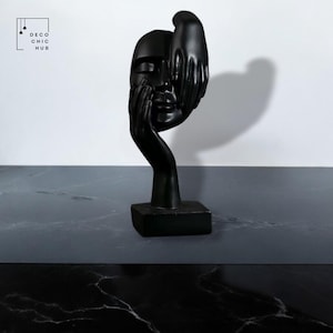 Abstract Black Resin Figurine: Modern Art Sculpture