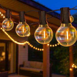 Guirlande lumineuse solaire pour jardin : 30 ampoules blanc chaud, décoration extérieure imperméable