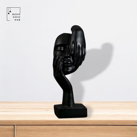 樹脂 彫刻 家庭 オフィス 書斎 手作り の 装飾 黒い現代の 装飾 ダンス オフィス 高 抽象的な黒いマスクの樹脂製フィギュア：現代アート彫刻 - Etsy 日本