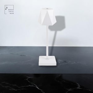 Luminária de mesa recarregável branca, sensor de toque, LED de mesa, luz noturna sem fio, luminária de leitura para restaurante, hotel, bar, luz de decoração de quarto