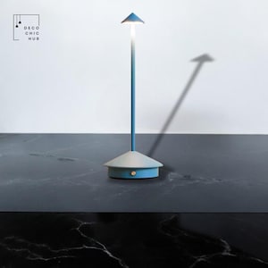 Rechargeable Table Blue Lamp, Touch Sensor, LED Desktop, Night Light Wireless, Reading Lamp for Restaurant, Hotel, Bar, Bedroom Decor