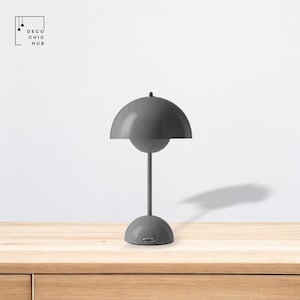 Lampe de table rechargeable grise, sans fil, capteur tactile, bureau LED, veilleuse sans fil, lampe de lecture pour restaurant, chambre à coucher