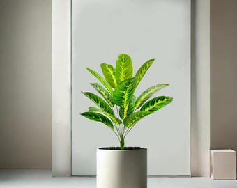 Realistic Artificial Plant, Faux Greenery for Home, Plants for Office Decor, Desk Plant, Green Plastic Palm, Fake Houseplant, Without Pot
