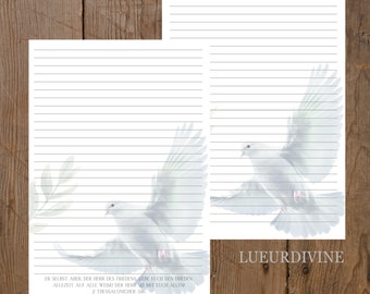 printable stationery dove (2 Thessalonians 3:16)