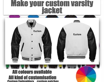 make your own varsity letterman jacket personalised embroidery & patches