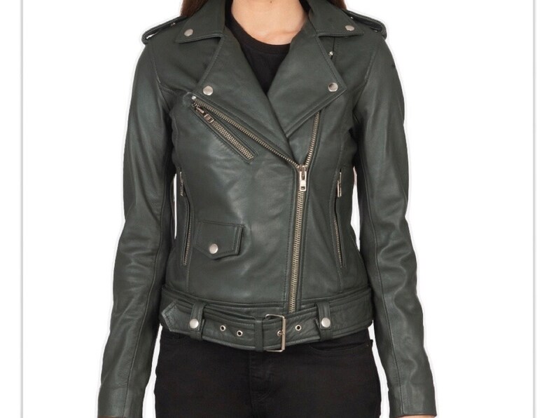 Luxury leather biker style women jacket xs Xxl available 3 colours zdjęcie 6