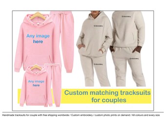 Matching custom  tracksuits for couples/ set of two tracksuits with free shipping personalised Embroidery Digital print /All colour (S -XXXL