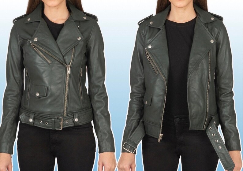Leather jacket for women, fashion leather jackets, biker leather jackets 
Green colour leather jacket for women, black biker leather jacket for women, motorcycle leather jacket
