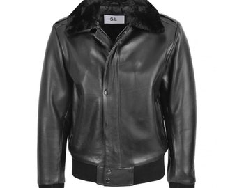 Black leather motorcycle jacket leather      (XS-XXXXL)