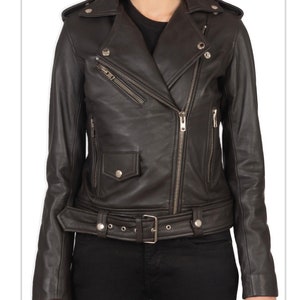 Luxury leather biker style women jacket xs Xxl available 3 colours zdjęcie 5