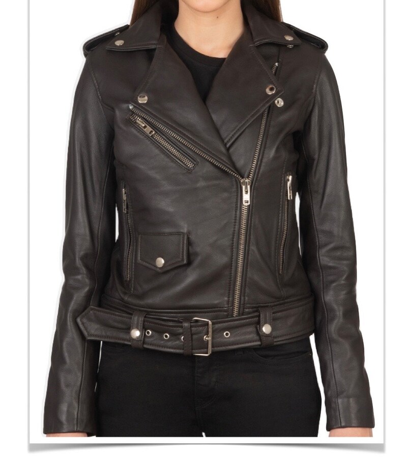 Luxury leather biker style women jacket xs Xxl available 3 colours zdjęcie 5