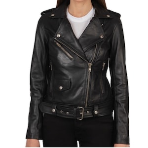 Luxury leather biker style women jacket xs Xxl available 3 colours zdjęcie 1