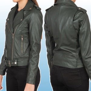 Giacca da donna in pelle di lusso stile motociclista xs-Xxl disponibile in 3 colori immagine 3