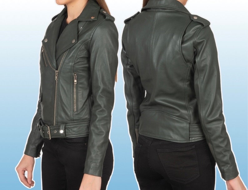 Luxury leather biker style women jacket xs Xxl available 3 colours zdjęcie 3