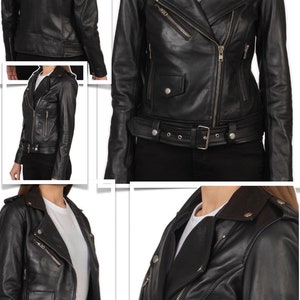 Luxury leather biker style women jacket xs Xxl available 3 colours zdjęcie 8