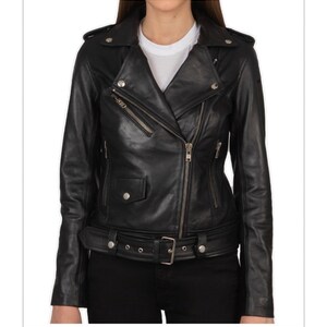 Luxury leather biker style women jacket xs Xxl available 3 colours zdjęcie 7