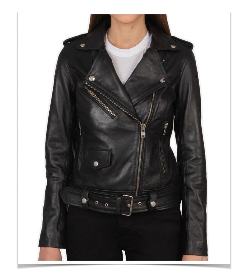 Luxury leather biker style women jacket xs Xxl available 3 colours zdjęcie 7