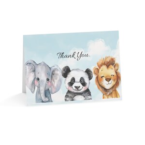 Dankeskarten Aquarell Baby Tiere - mit Umschlägen für Lehrer, Babypartys, Kindergeburtstage, besondere Anlässe