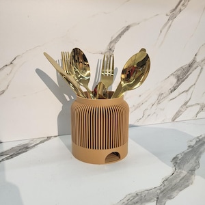 Égouttoir à couverts rouge en impression 3D – pot design moderne avec évacuation d’eau – rangement cuisine original