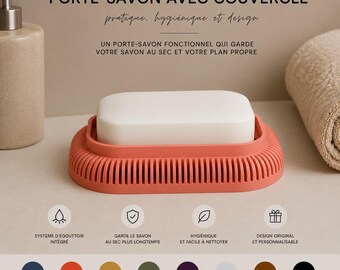 Repose-savon contemporain • Accessoire déco pour salle de bain • Plateau pour savon solide • Plusieurs teintes