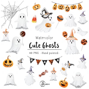 Ghost clipart, cute ghost clipart, halloween clipart, cute halloween clipart, cute ghost png, Boho Ghost Clipart, Sublimation halloween