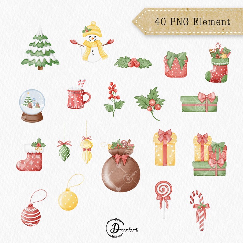 Watercolor Christmas Clipart, Christmas Clipart, Santa Claus Clipart ...