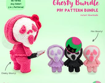 2 in 1 Ghosty Bundle - Crochet PDF PATTERN BUNDLE | cute, horror, spooky, scary, halloween, scream, ghost, booty, amigurumi plush dolls