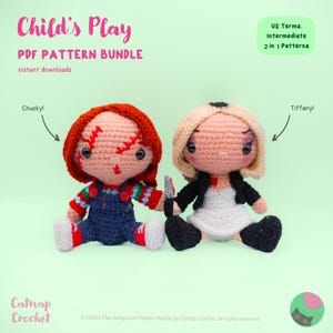 Chucky & Tiffany - 2 in 1 Crochet PDF PATTERN BUNDLE | cute, horror, spooky, scary, halloween, bride, child's play, amigurumi plush dolls