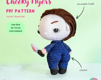 Booty Myers - Crochet PDF PATTERN | Halloween, spooky, scary, horror, knife, amigurumi, cheeky, butt, dbd, cute, creepy, doll, low-sew