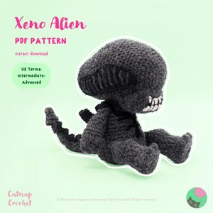 Patrón de crochet de Alien Xeno: Muñeco de peluche amigurumi (Descarga PDF)