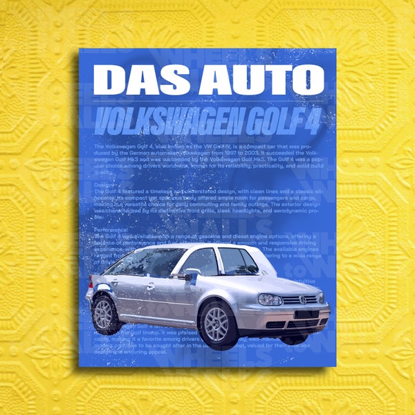 Das Auto Digital Art | Car Poster | DasAuto Art | Digital Wall Art | Volkswagen Wall Art | Digital Car | Digital Art | Volkswagen | Golf 4