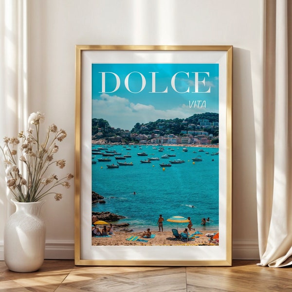 Dolce Vita Printable Wall Art, Vintage Coastal Wall Art, Dolce Vita Print, Italian Luxury Poster, Italian Summer Wall Art, Instant Download