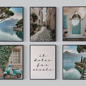 6 SET Italien Wandbehang, italienische Vibe Wandkunst, Reiseposter, Set von 3 Drucken, Italien Schlafzimmer, mediterrane Wandkunst, Italien Wandbehang