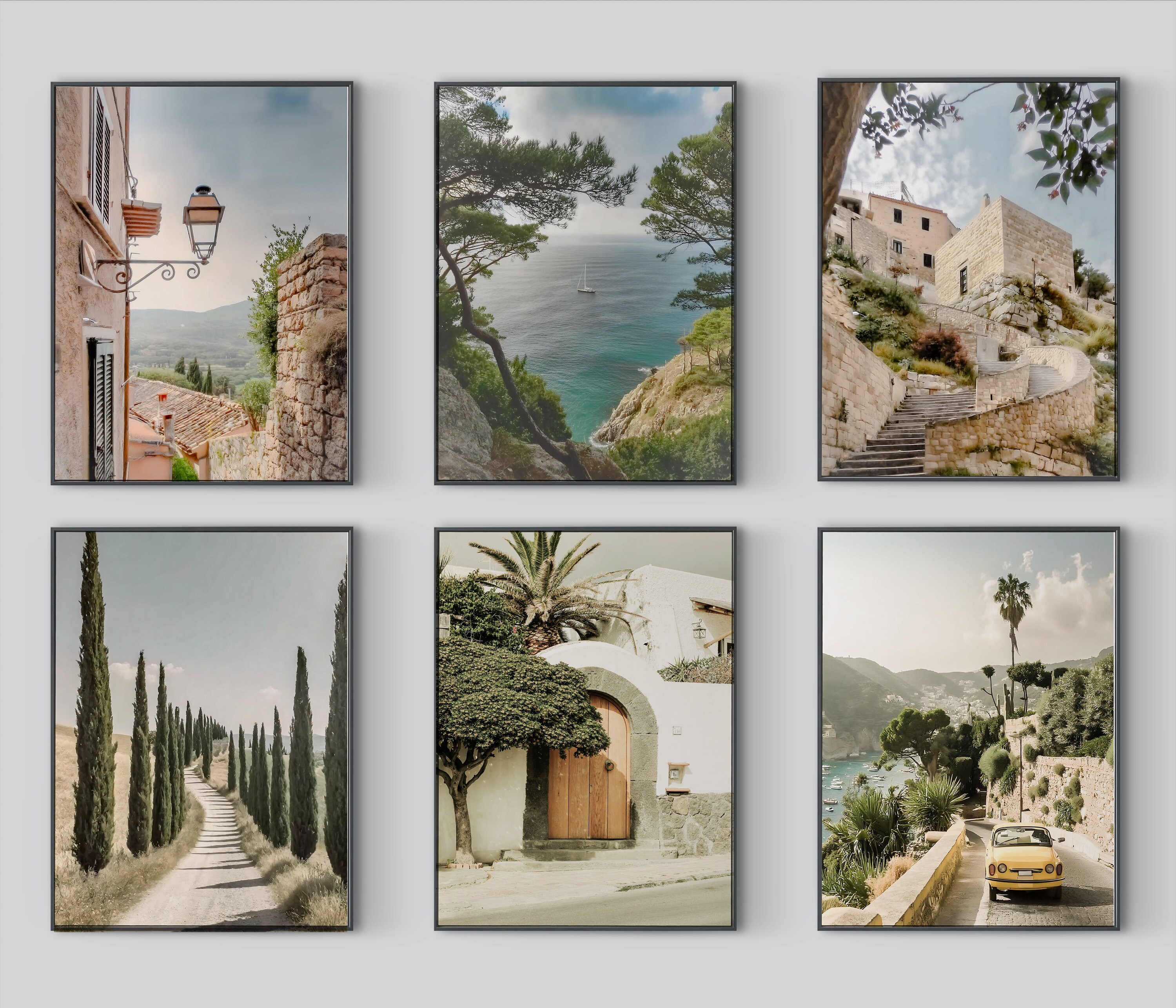6 SET Italy Wall Hanging, Italian Vibe Wall Art, Travel Poster, Italian Countryside Prints, Mediterranean Wall Art, Tuscany Print, Italy Art
