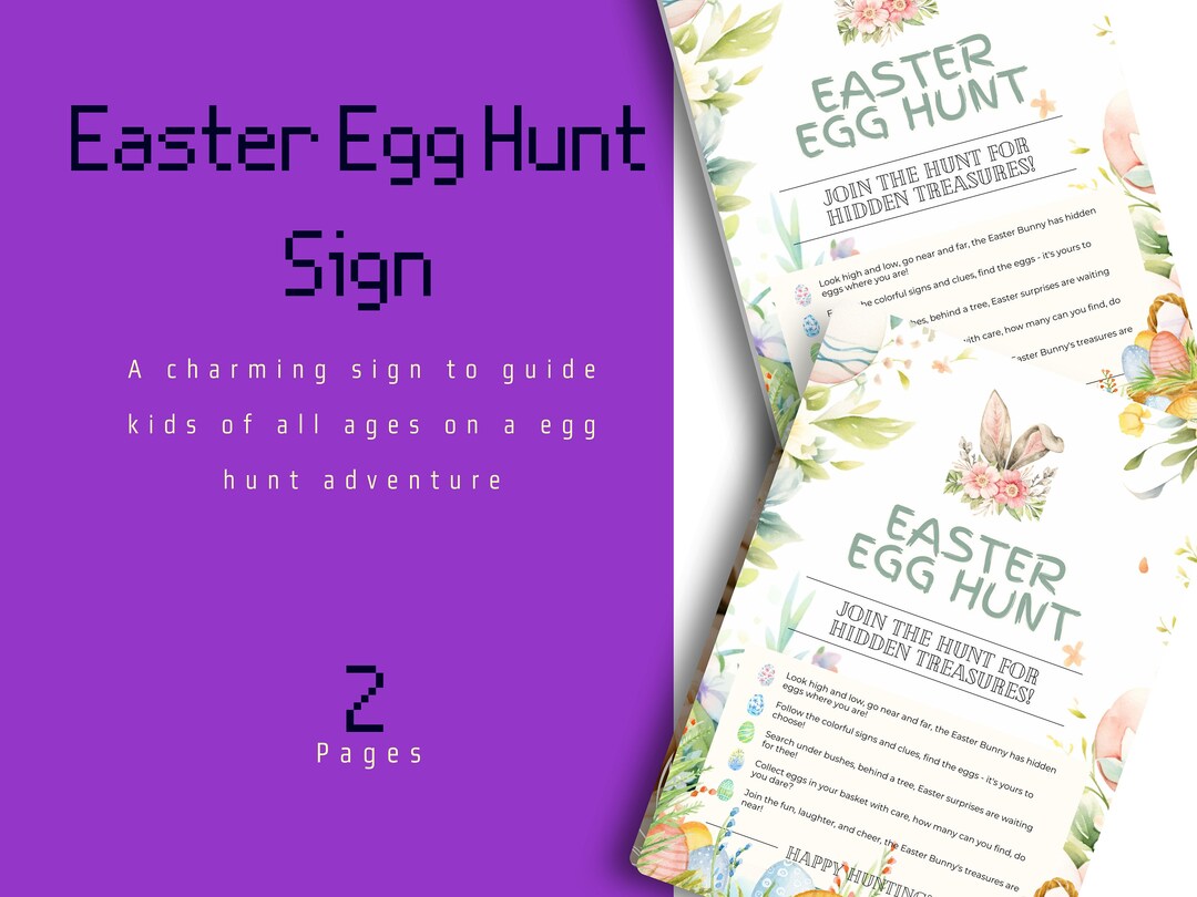 Easter Egg Hunt Sign Printable Customizable PDF Spring Celebrations ...