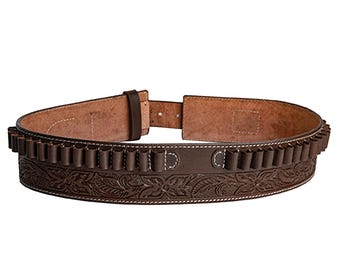 Full Grain Leather 45 Colt Cartridge Belt: Heavy Duty Ammo Belt