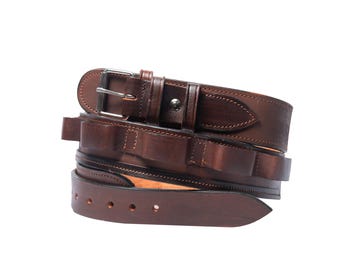 Hulara Western Leather Cartridge Belt - Cowboy Shotgun Bandolier for 12 Gauge Shell Bullet Ammo