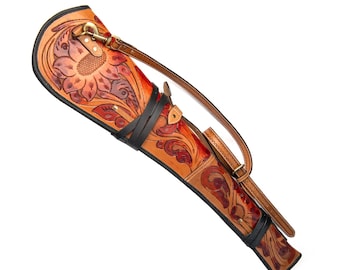 Leather Lever Action Rifle Scabbard: Saddle Mount with Padded Interior