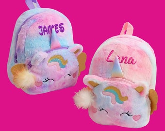 Personalized Unicorn Backpack, Unicorn Preschool Backpack, Unicorn Toddler, Unicorn Plush Bag