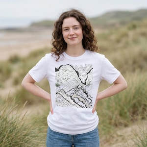 Abstract Topography T-Shirt, Mountain Contour Map Graphic