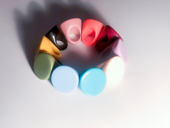 Giant oversized resin ring in several colors red … - image 1