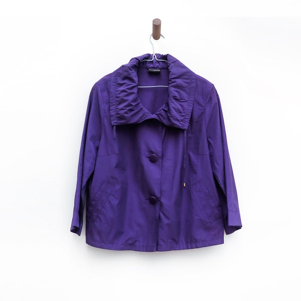 Veste vintage couleur Boléro célébré marque Samoon ou chemise violette au col original à retroussé manches 3/4
