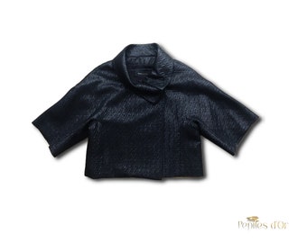 Magnifique veste boléro court asymétrique "Woven jacket Poly" de BCBG MaxAzria style Jackie Kennedy rétro tailleur manches Haute couture