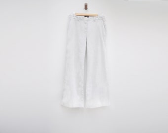 Pantalon jambes larges vintage en velours côtelé - jean couleur blanches légèrement évasé en bas
