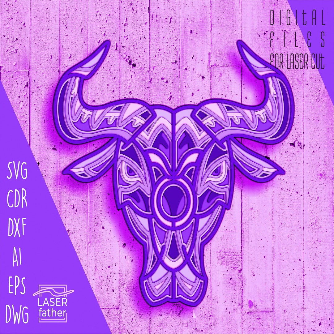 Taurus SVG Files for CNC Router, Laser Cut Template, 3D Layered Design ...